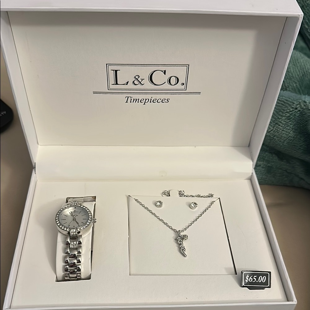 Silver LOVE Pendant Necklace Set by L & Co